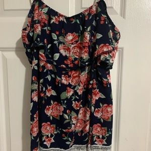 Off-shoulder floral shirt